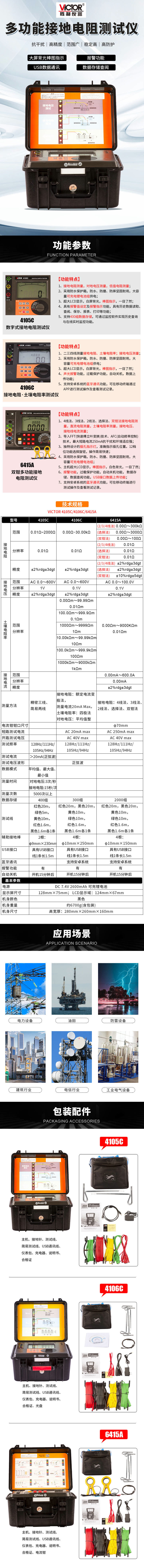 VICTOR 4105C(2023款)数字式接地电阻测试仪