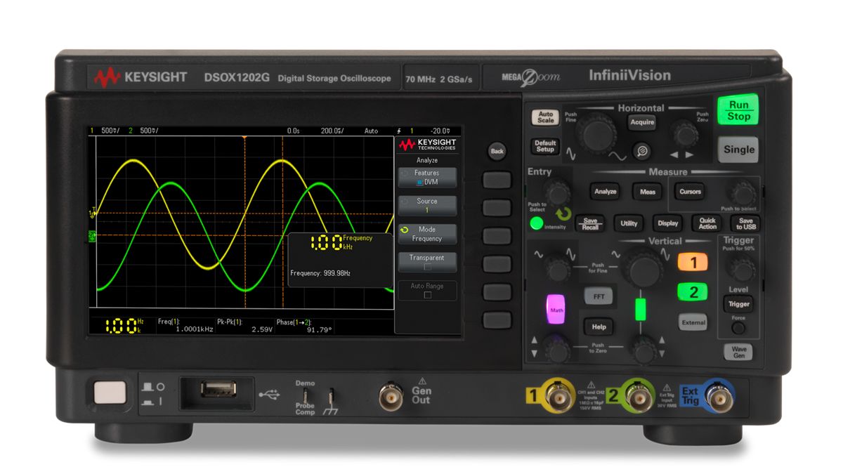 DSOX1202G 示波器：70/100/200 MHz，2 个模拟通道，内置波形发生器 图2