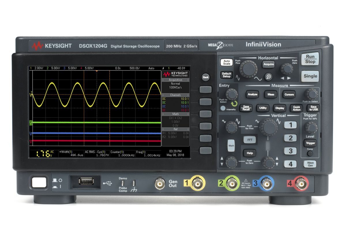 DSOX1204G 示波器：70/100/200 MHz，4 个模拟通道