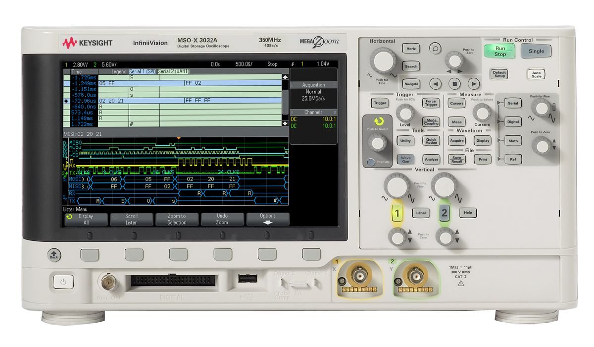 MSOX3032A 示波器：350 MHz，2 个模拟通道和 16 个数字通道