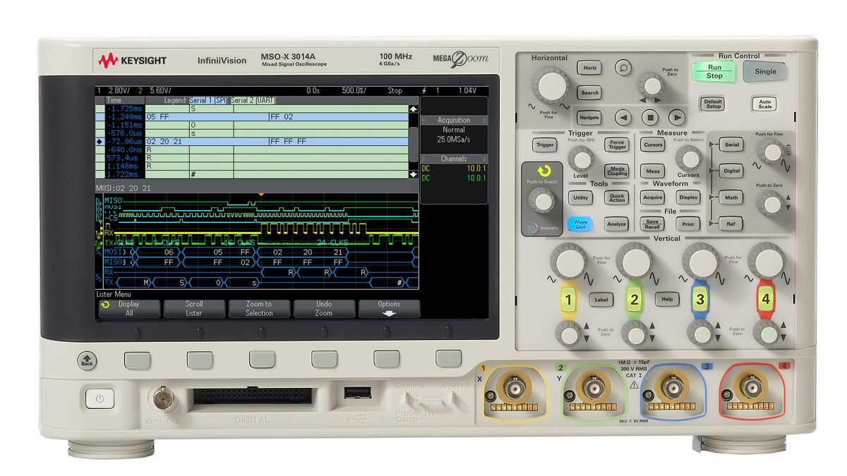 MSOX3014A 混合信号示波器：100 MHz，4 个模拟通道和 16 个数字通道